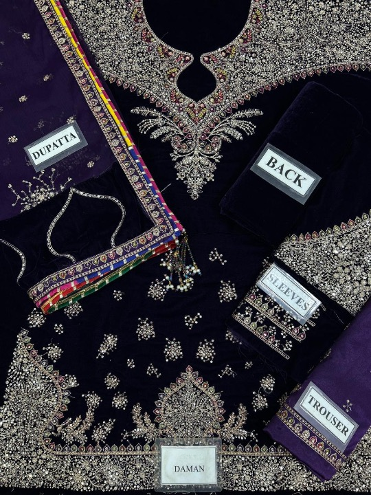 JAZMIN LUXURY EMBROIDERED VELVET - 3 PC UNSTITCHED
