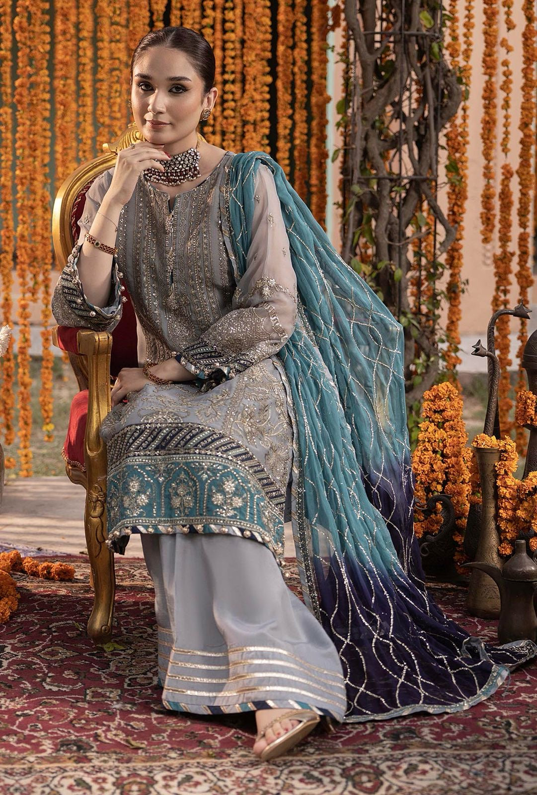 ADAN LIBAS EMBROIDERED CHIFFON - 3 PC UNSTITCHED