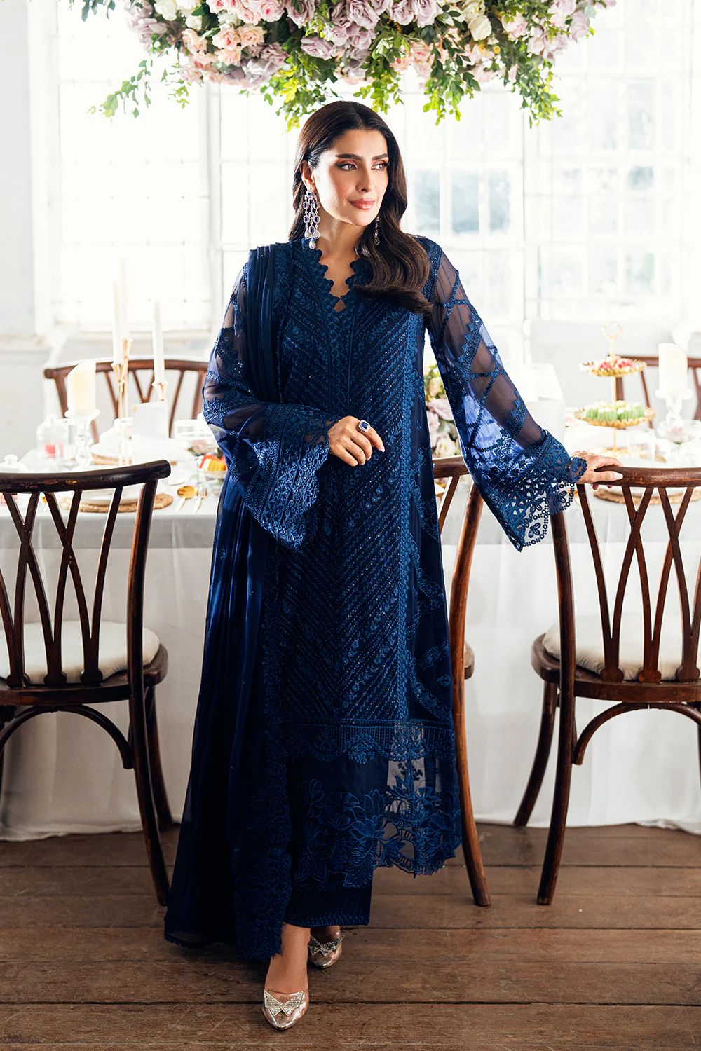 AZURE EMBROIDERED CHIFFON - 3 PC UNSTITCHED