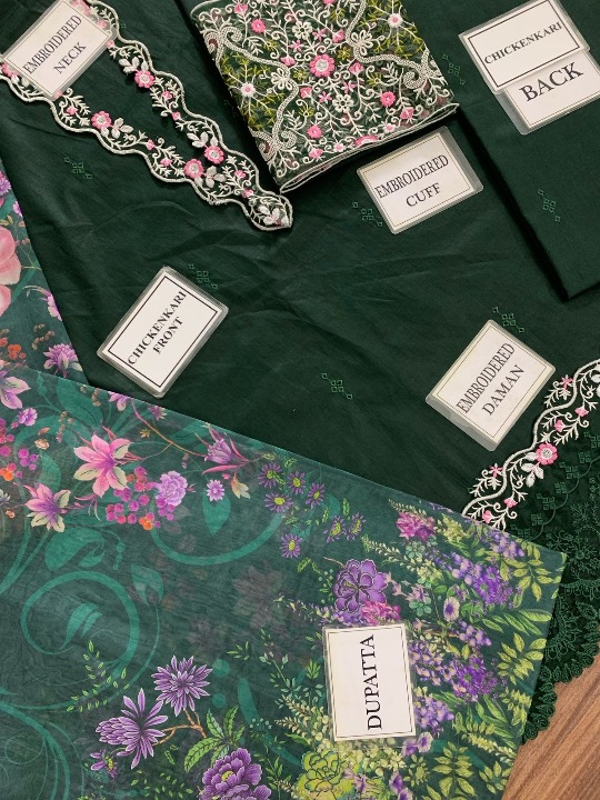 NOOR BY SADIA ASAD CHIKANKARI LAWN EMBROIDERED - 3 PC UNSTITCHED