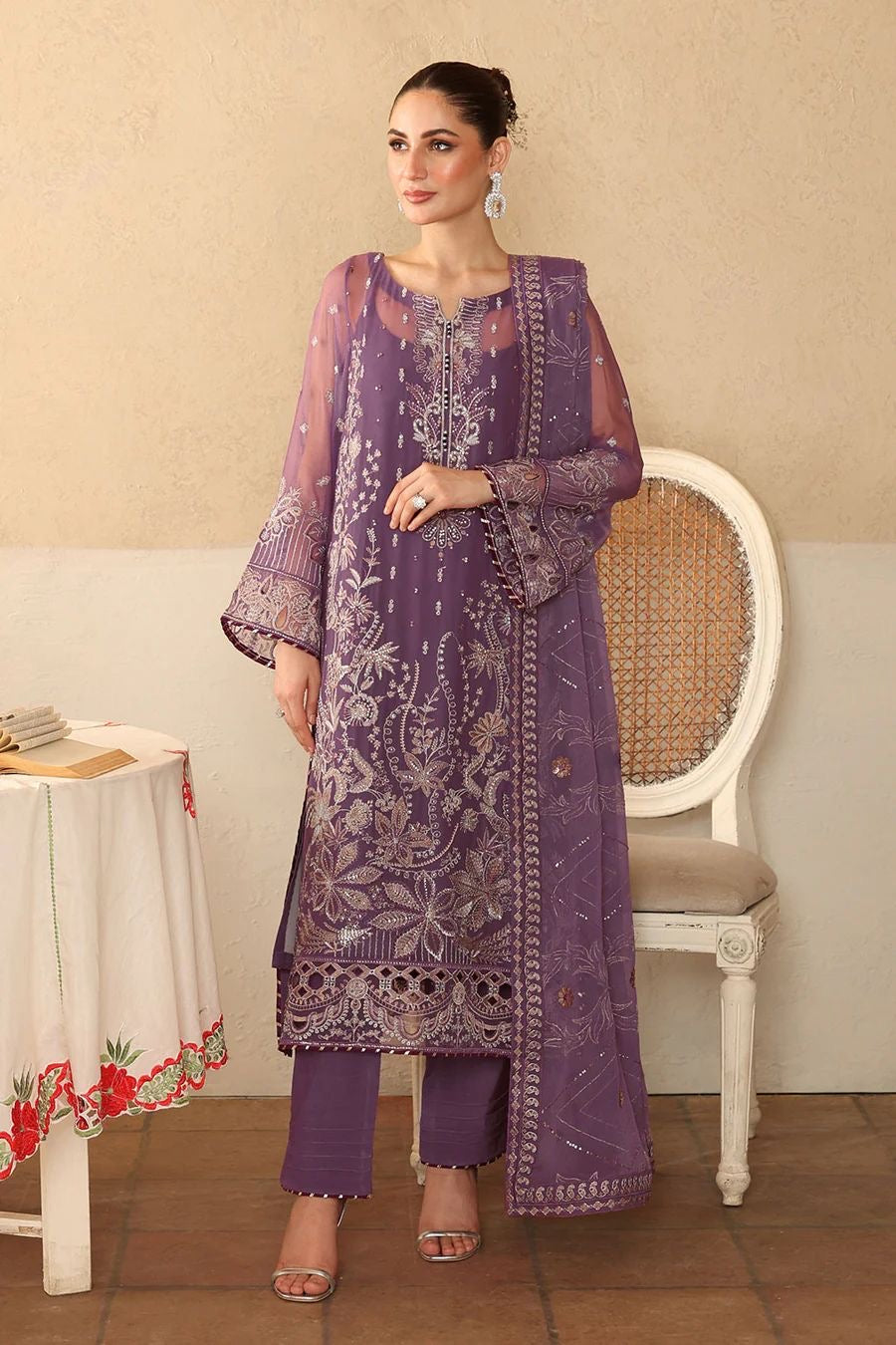 RAMSHA LUXURY EMBROIDERED CHIFFON - 3 PC UNSTITCHED