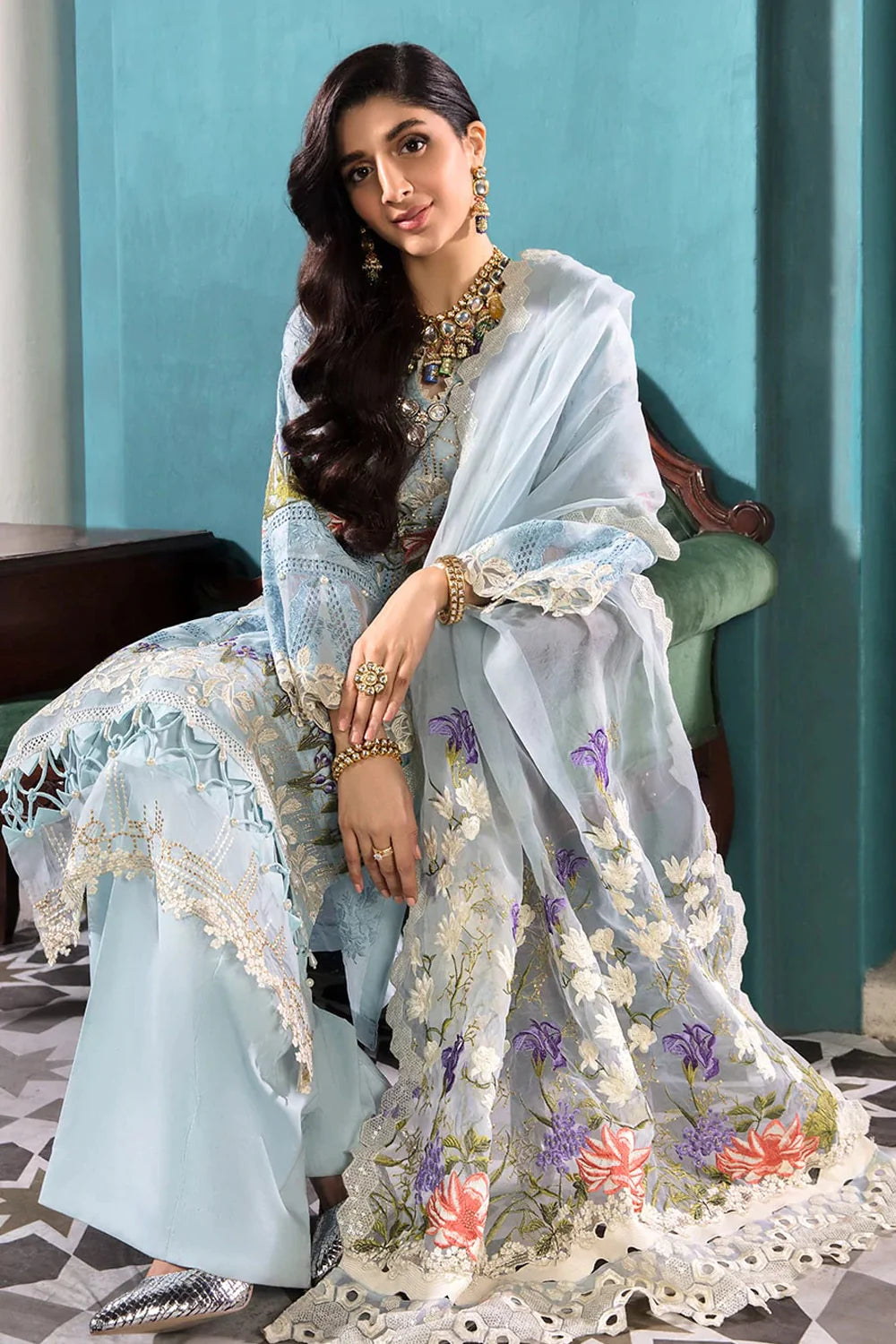 ELAF LUXURY CHIKANKARI EMBROIDERED LAWN - 3 PC UNSTITCHED