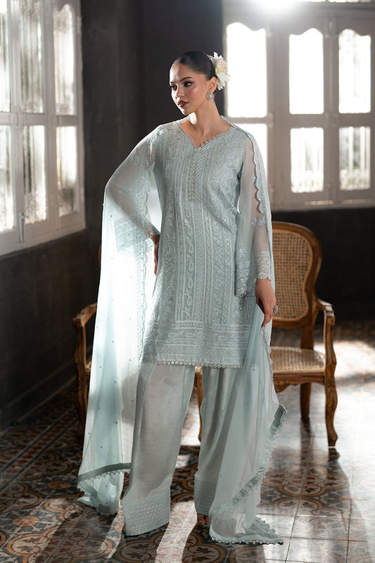 AZURE SEMI PURE CHIFFON EMBROIDERED - 3 PC UNSTITCHED
