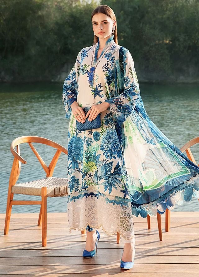 MARIA B FORMALS PRINTED EMBROIDERED LAWN - 3 PC UNSTITCHED