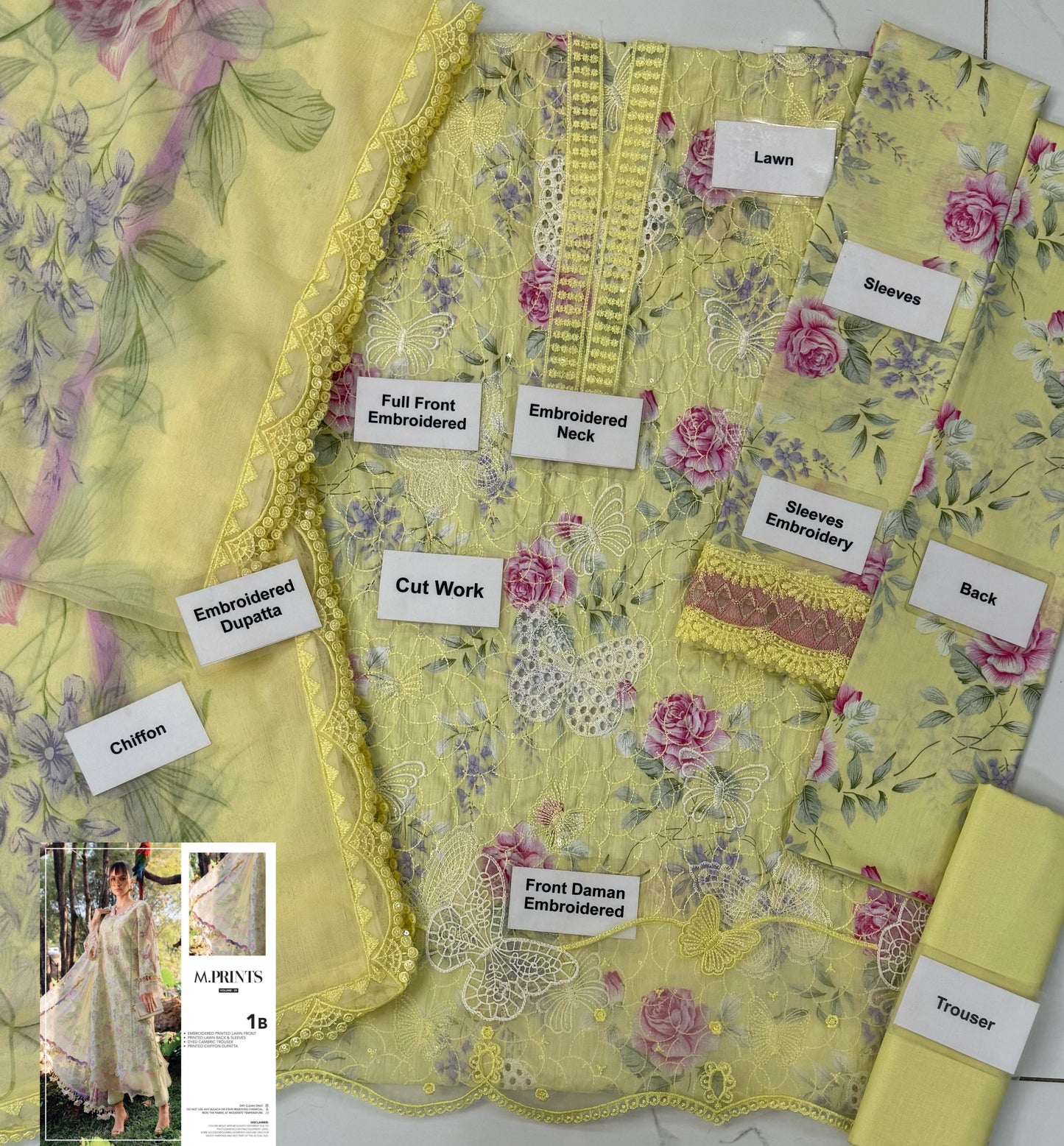 MARIA B FORMALS EMBROIDERED LAWN - 3 PC UNSTITCHED