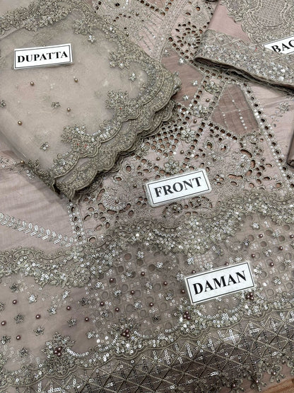 BIN ILYAS EMBROIDERED CHIKANKARI LAWN - 3 PC UNSTITCHED