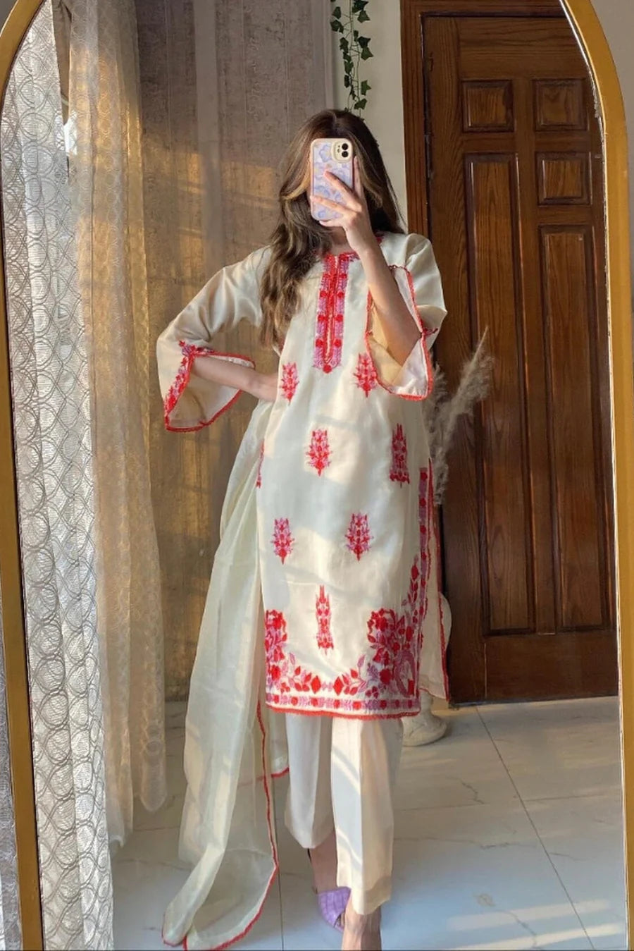 HOORAIN’S PRET EMBROIDERED KHAADI NET - 3 PC STITCHED