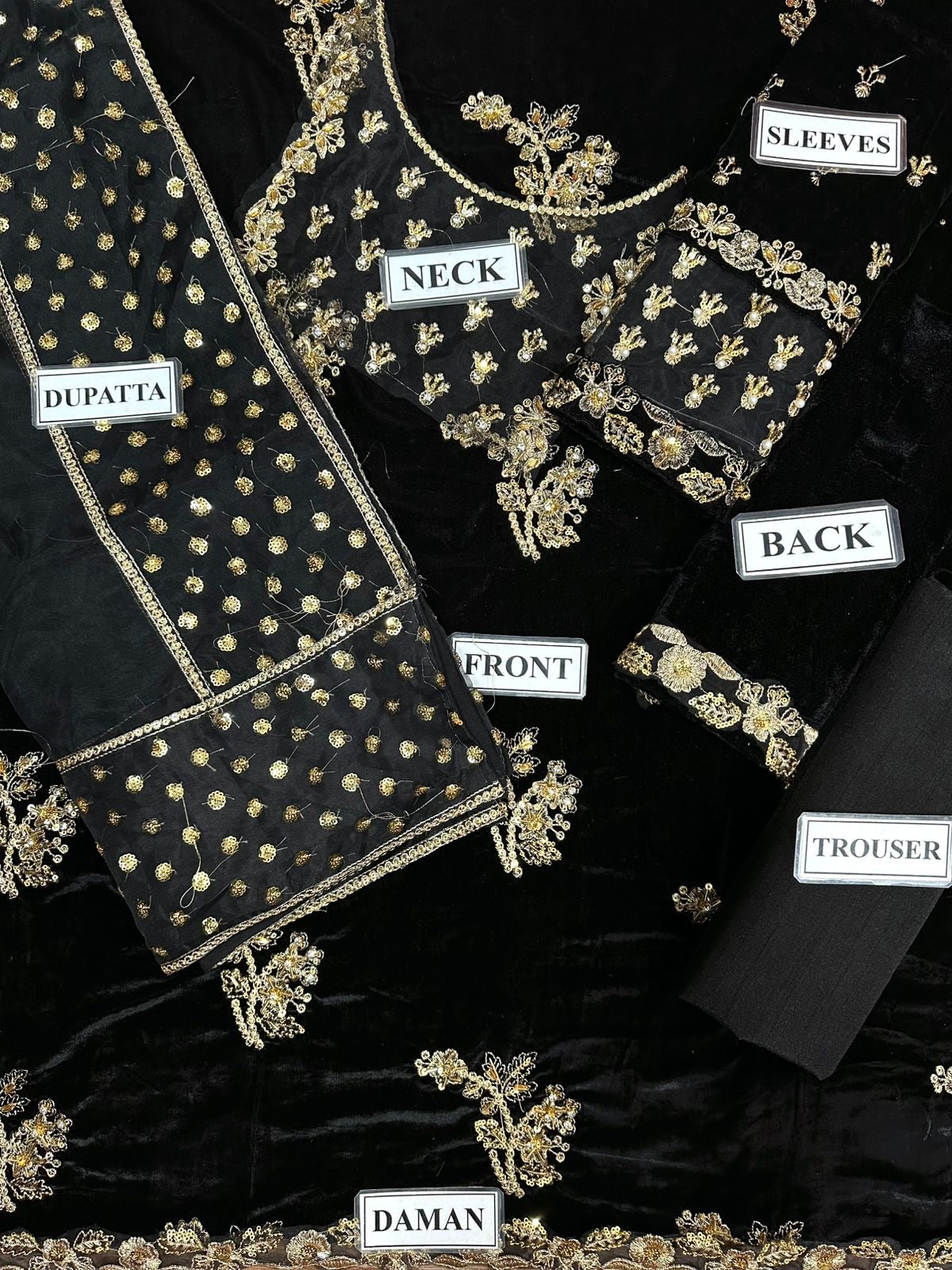 AFROZEH 9000 MICRO VELVET EMBROIDERED - 3 PC UNSTITCHED