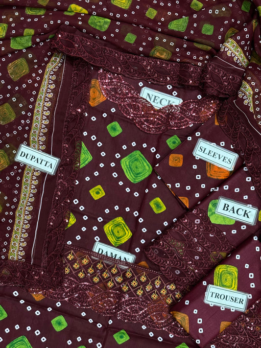 DIGITAL PRINTED EMBROIDERED LAWN - 3 PC UNSTITCHED