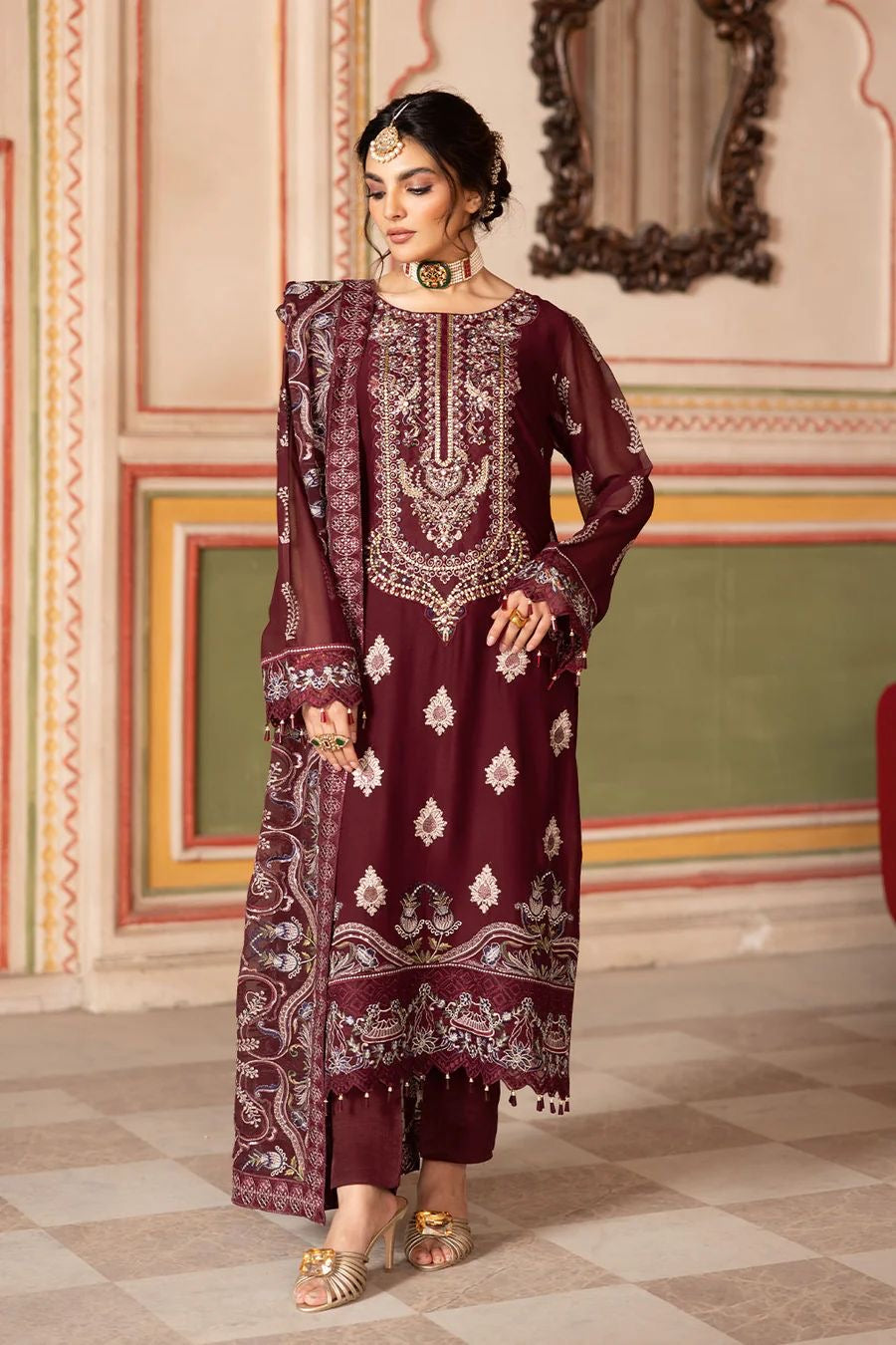 RAMSHA LUXURY EMBROIDERED CHIFFON - 3 PC UNSTITCHED