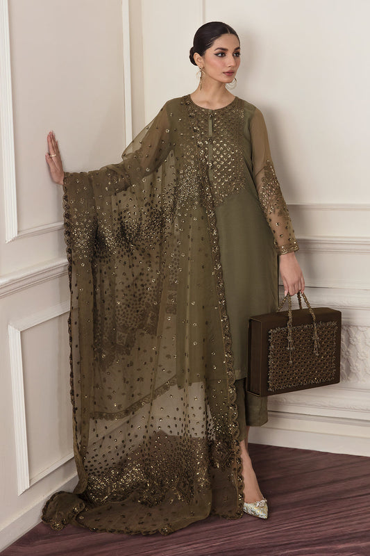 BAROQUE EMBROIDERED CHIFFON - 3 PC UNSTITCHED