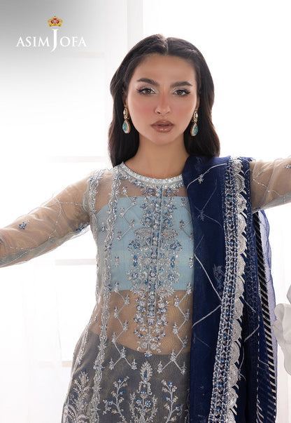 ASIM JOFA EMBROIDERED NET - 3 PC UNSTITCHED