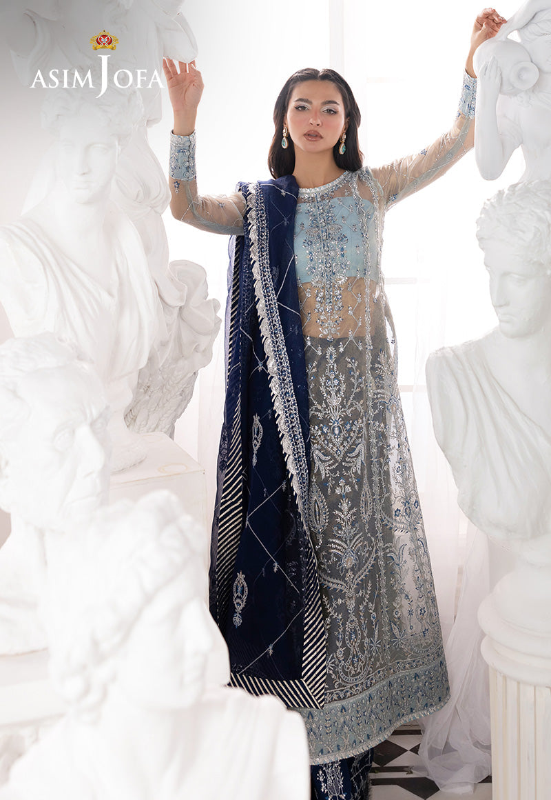ASIM JOFA EMBROIDERED NET - 3 PC UNSTITCHED