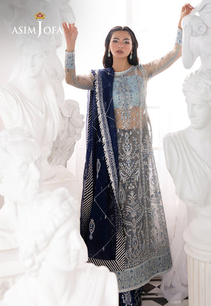 ASIM JOFA EMBROIDERED NET - 3 PC UNSTITCHED