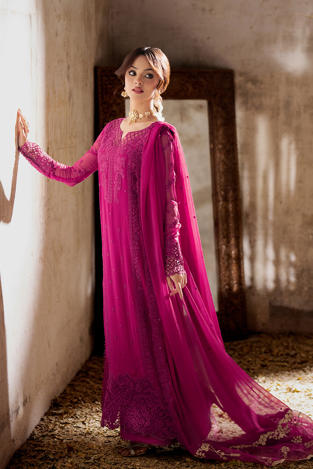 AZURE EMBROIDERED CHIFFON - 3 PC UNSTITCHED