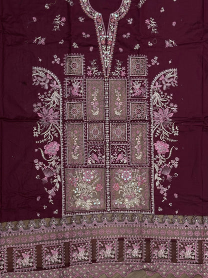 BIN ILYAS EMBROIDERED LAWN - 3 PC UNSTITCHED