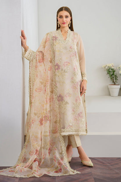 BAROQUE EMBROIDERED ORGANZA - 3 PC UNSTITCHED