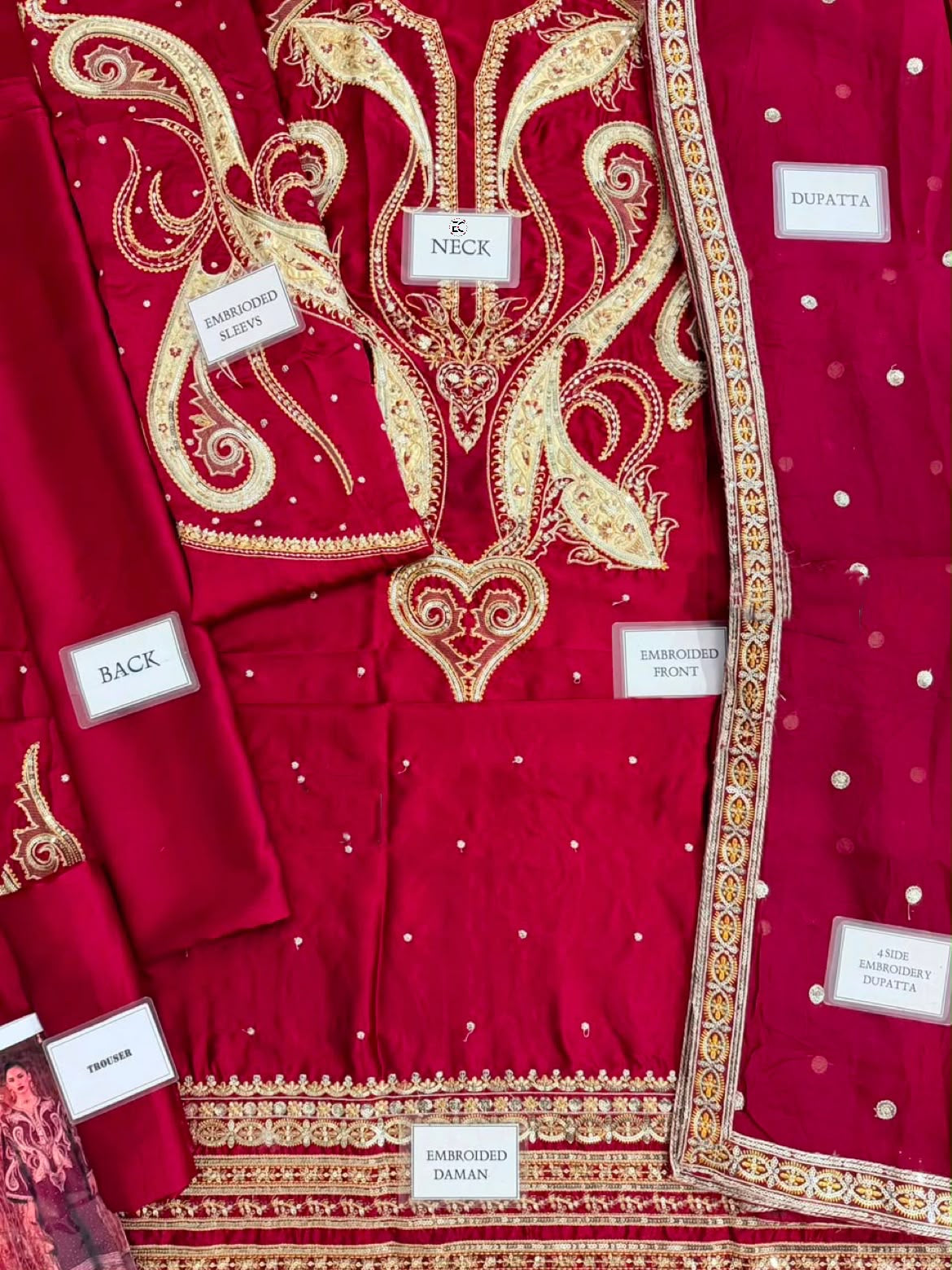 ETHNC LUXURY EMBROIDERED SILK KAFTAN - 3 PC UNSTITCHED