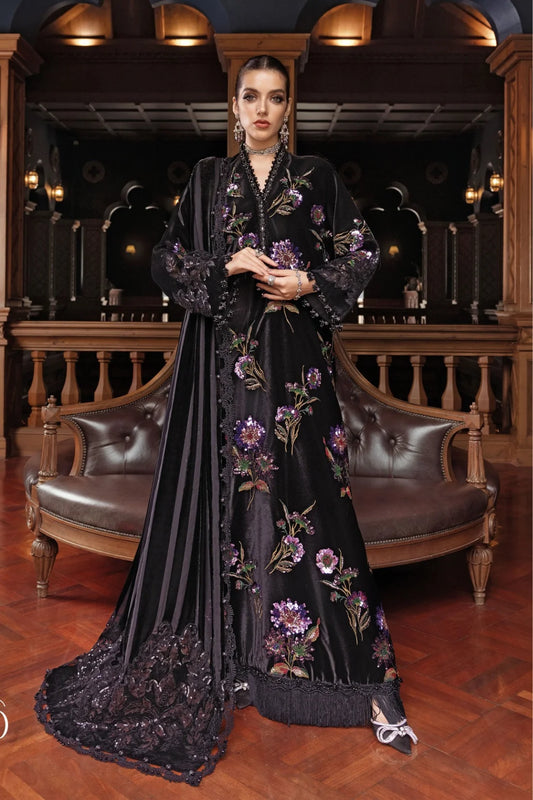 MARIA B LUXURY EMBROIDERED VELVET DRESS - 3 PC UNSTITCHED