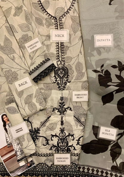 BIN ILYAS DIGITAL PRINTED EMBROIDERED LAWN - 3 PC UNSTITCHED