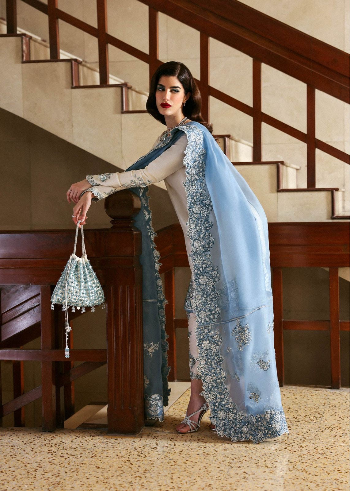 HUSSAIN REHAR LUXURY EMBROIDERED RAW SILK - 3 PC UNSTITCHED