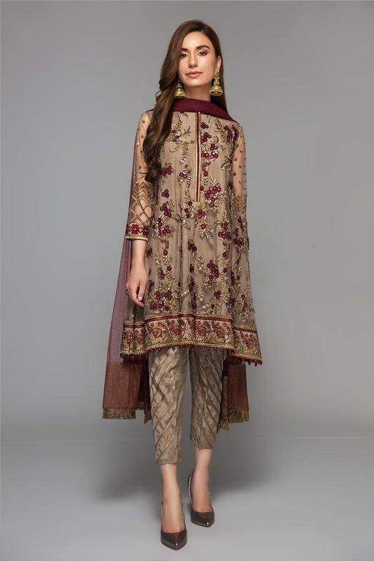 BAROQUE LUXURY EMBROIDERED CHIFFON - 3 PC UNSTITCHED