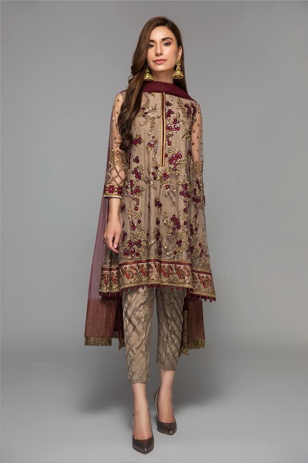 BAROQUE LUXURY EMBROIDERED CHIFFON - 3 PC UNSTITCHED