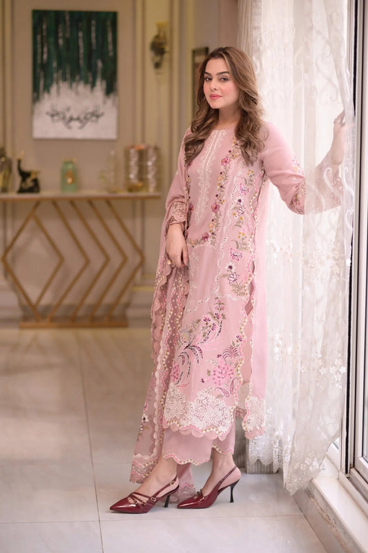 ANEELA’S EMBROIDERED LAWN WITH KHADDI NET DUPATTA - 3 PC UNSTITCHED