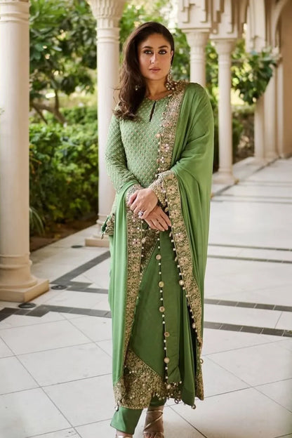 EMBROIDERED CHIFFON DRESS WEARING BY KAREENA KAPOOR - 3 PC UNSTITCHED