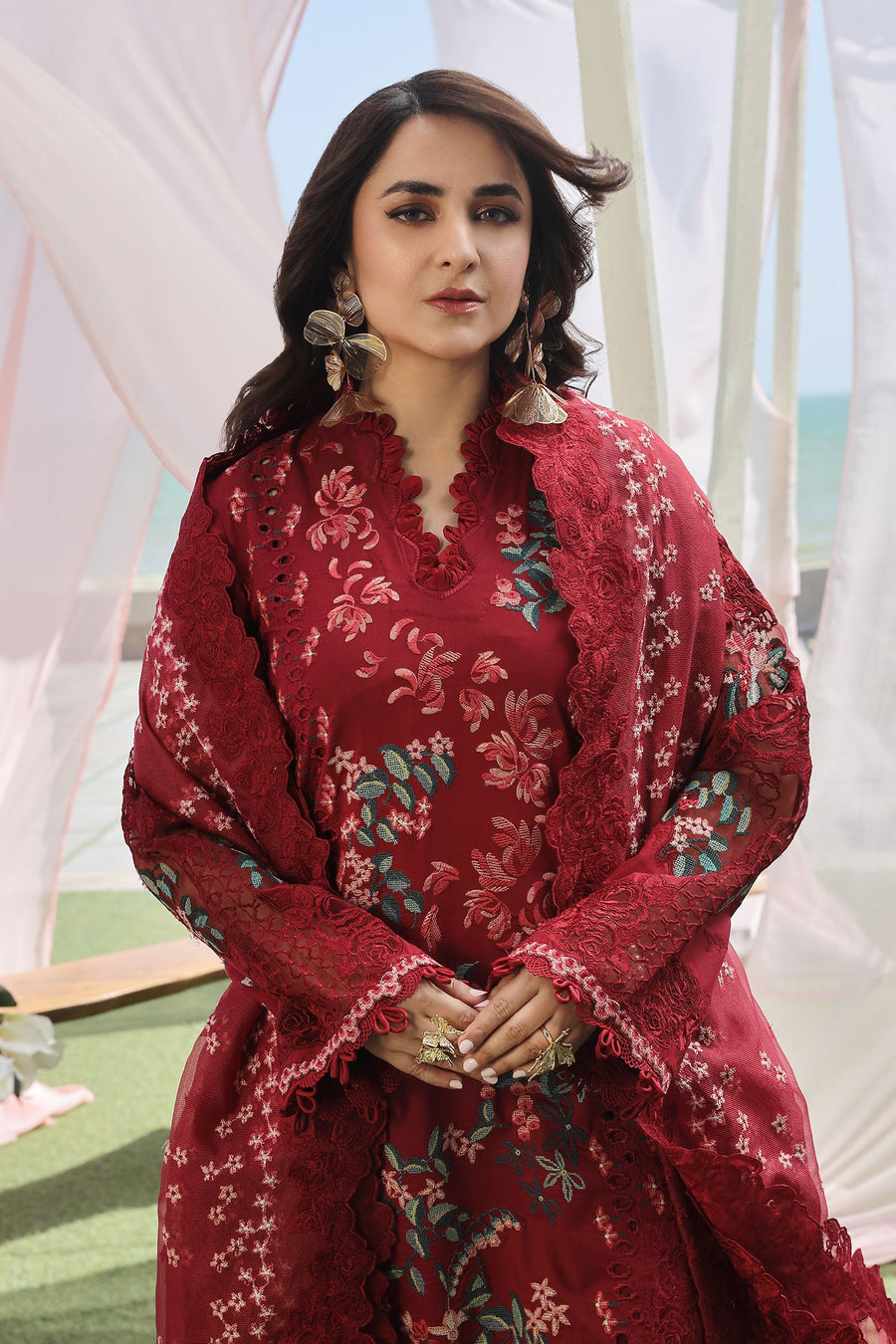 MARYAM HUSSAIN CHIKANKARI EMBROIDERED LAWN - 3 PC UNSTITCHED