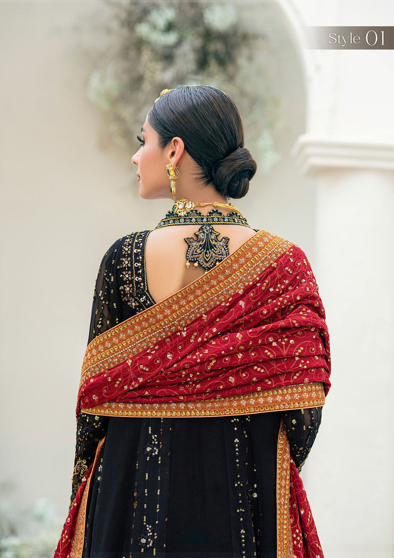 AIK ATELIER LUXURY EMBROIDERED CHIFFON FROK - 3 PC UNSTITCHED