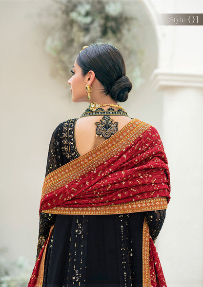 AIK ATELIER LUXURY EMBROIDERED CHIFFON FROK - 3 PC UNSTITCHED