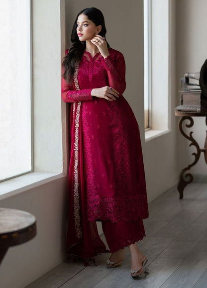 AZURE EMBROIDERED SEMI PURE CHIFFON - 3 PC UNSTITCHED