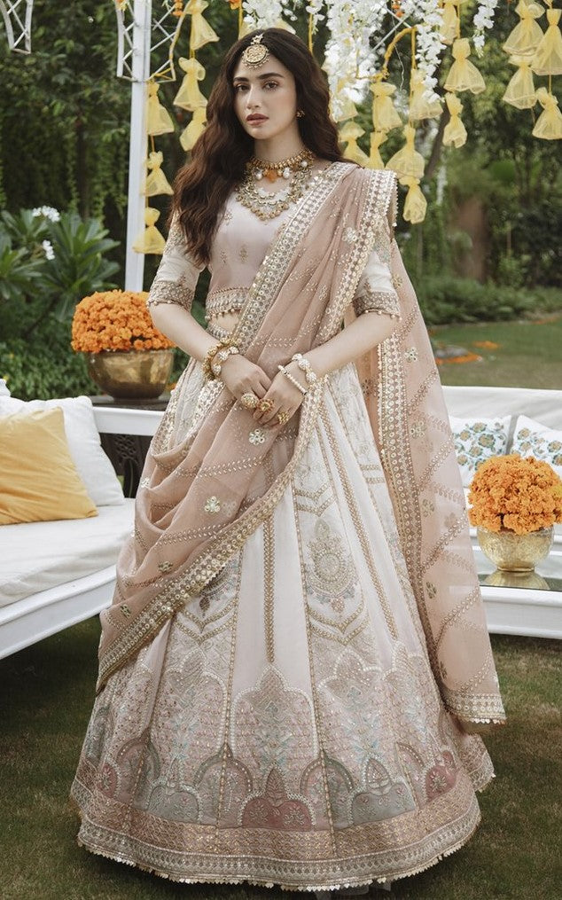 MARYAM HUSSAIN LUXURY WEDDING EMBROIDERED ORGANZA MAXI - 3 PC UNSTITCHED