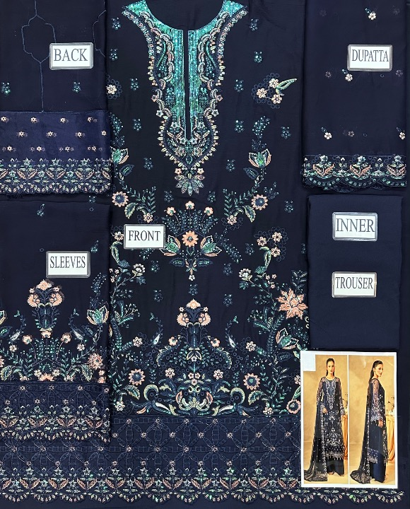 MARYAM’S EMBROIDERED CHIFFON DRESS - 3 PC UNSTITCHED