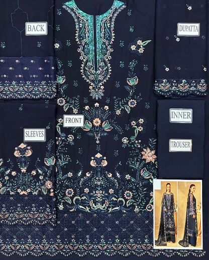 MARYAM’S EMBROIDERED CHIFFON DRESS - 3 PC UNSTITCHED