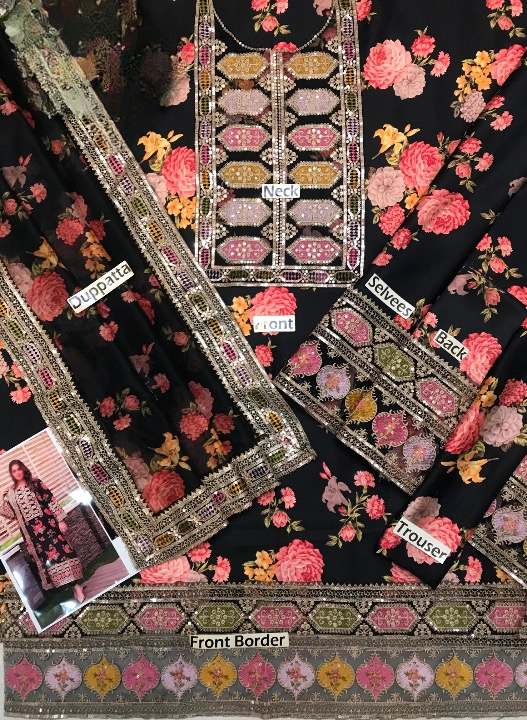 ANEELA’S EMBROIDERED SILK - 3 PC UNSTITCHED