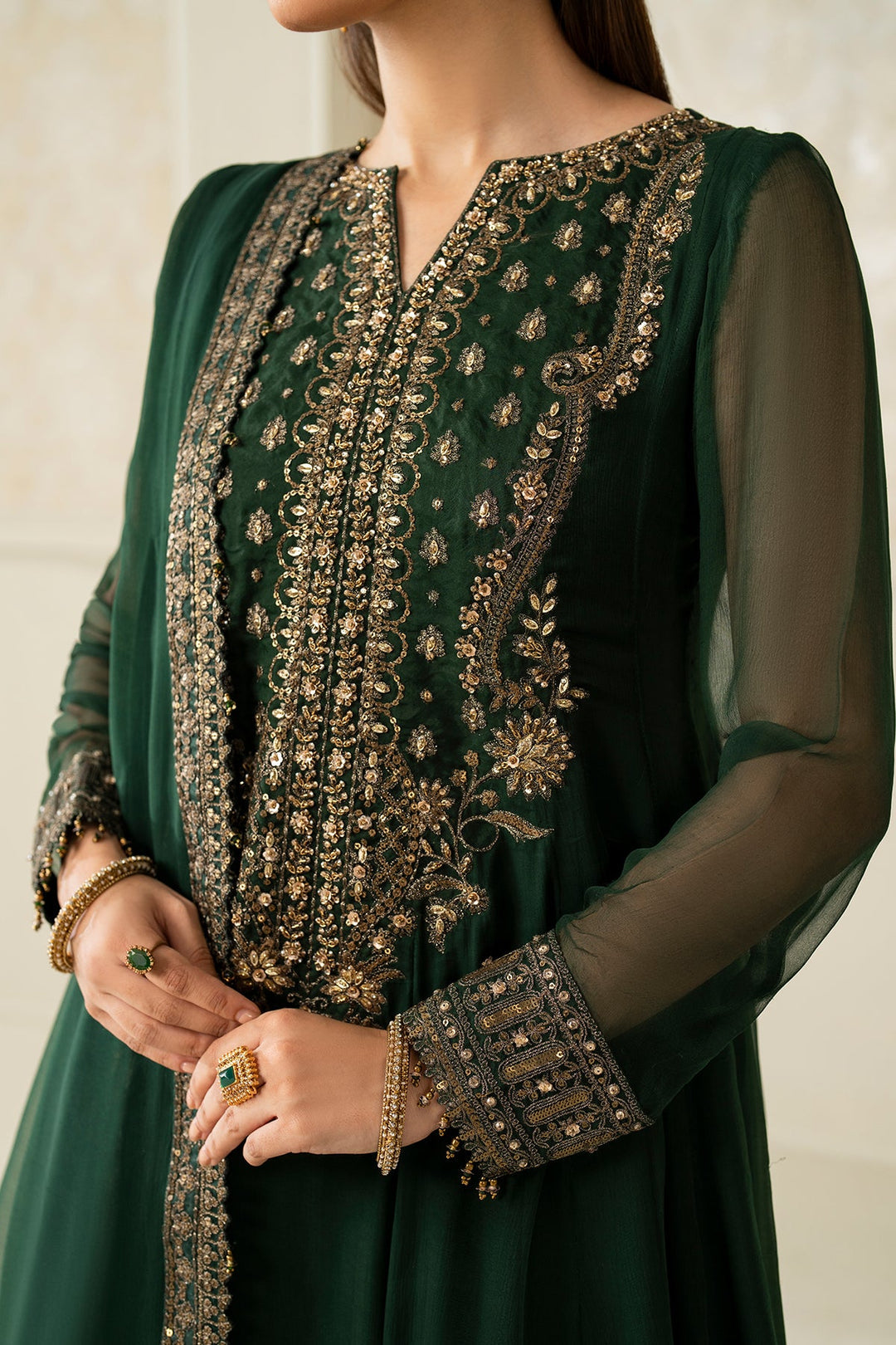 BAROQUE EMBROIDERED CHIFFON - 3 PC UNSTITCHED