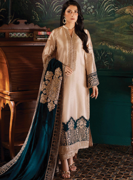 ZAINAB CHOTTANI EMBROIDERED MYSOORI VELVET - 3 PC UNSTITCHED