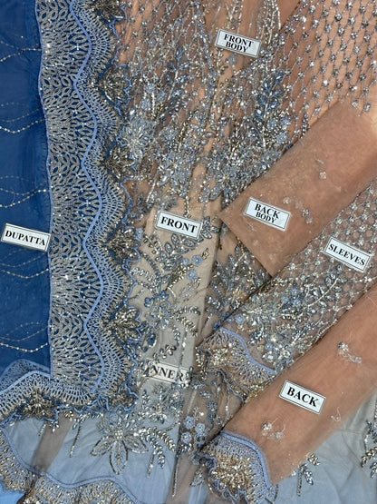 MARIA B EMBROIDERED NET FROK - 3 PC UNSTITCHED