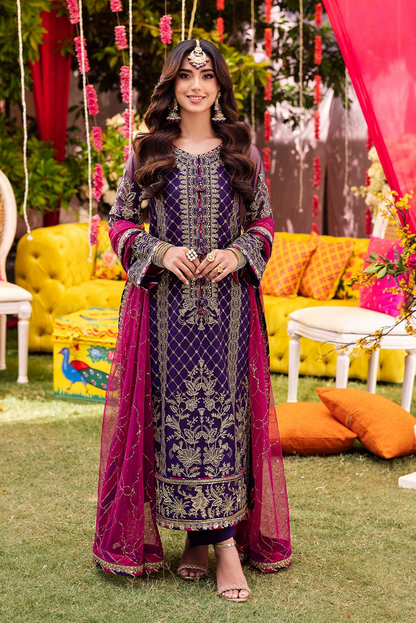 ASIM JOFA LUXURY EMBROIDERED SEMI PURE CHIFFON - 3 PC UNSTITCHED