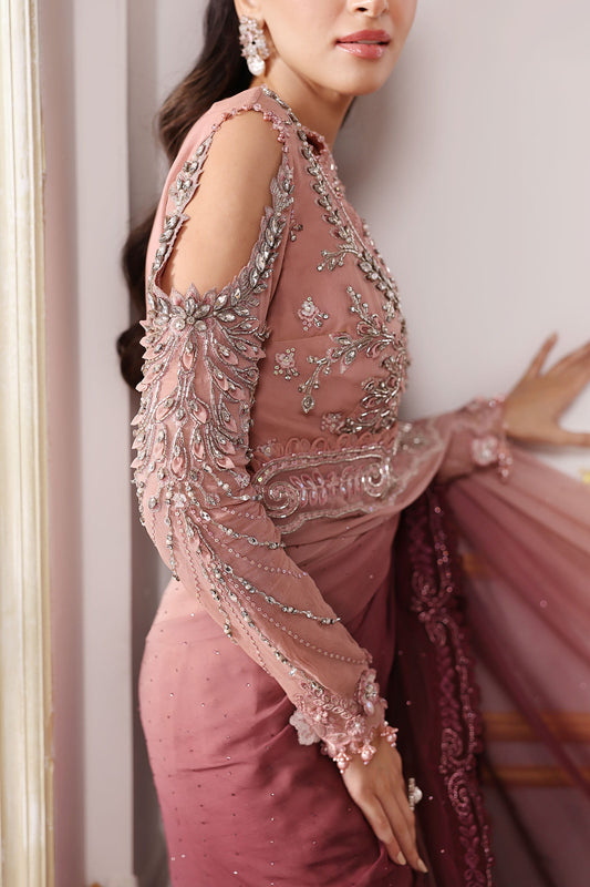 MARIA B LUXURY EMBROIDERED PURE CHIFFON SAREE - 3 PC UNSTITCHED