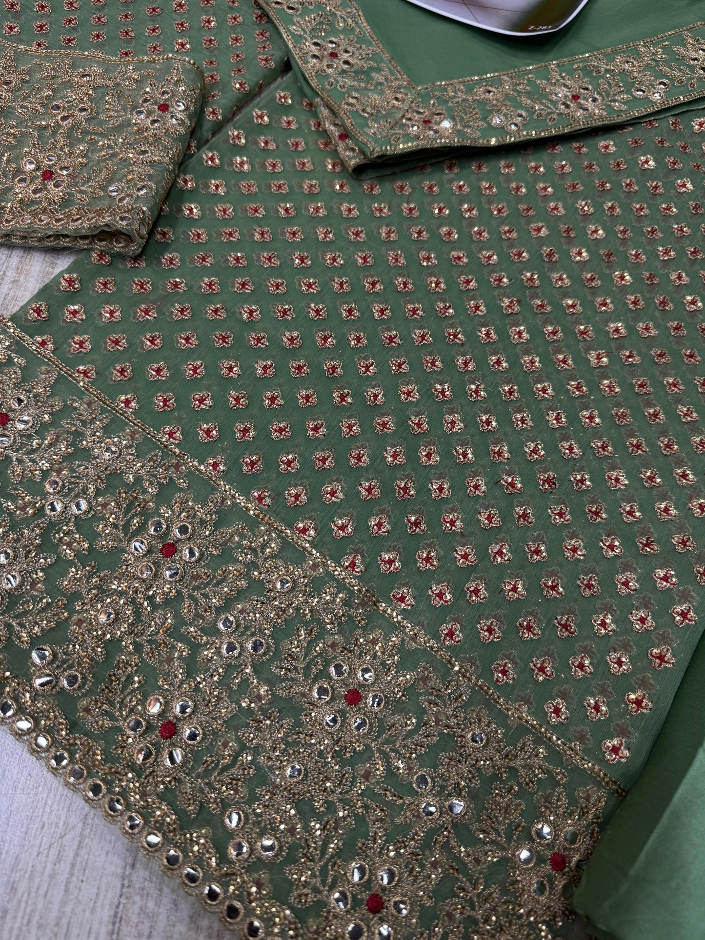 EMBROIDERED SEMI PURE CHIFFON DRESS - 3 PC UNSTITCHED