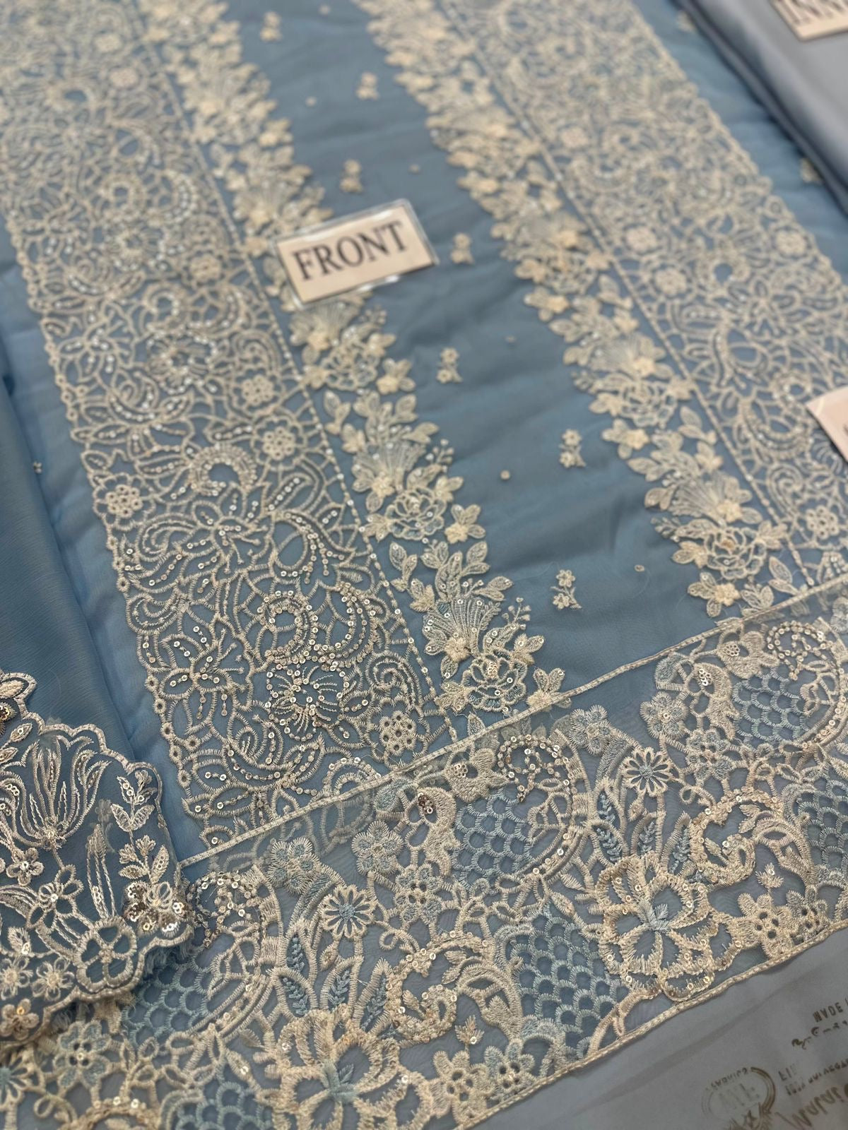 AZURE LUXURY EMBROIDERED CHIFFON - 3 PC UNSTITCHED