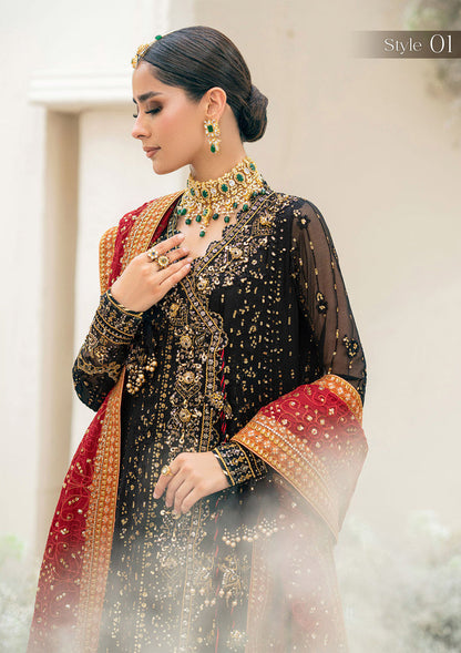 AIK ATELIER LUXURY EMBROIDERED CHIFFON FROK - 3 PC UNSTITCHED
