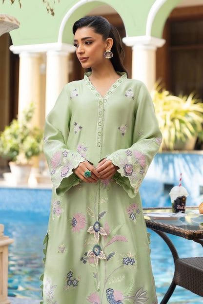 ETHNC EMBROIDERED KAFTAN SILK - 3 PC UNSTITCHED
