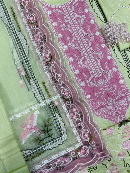 BIN ILYAS EMBROIDERED LAWN - 3 PC UNSTITCHED
