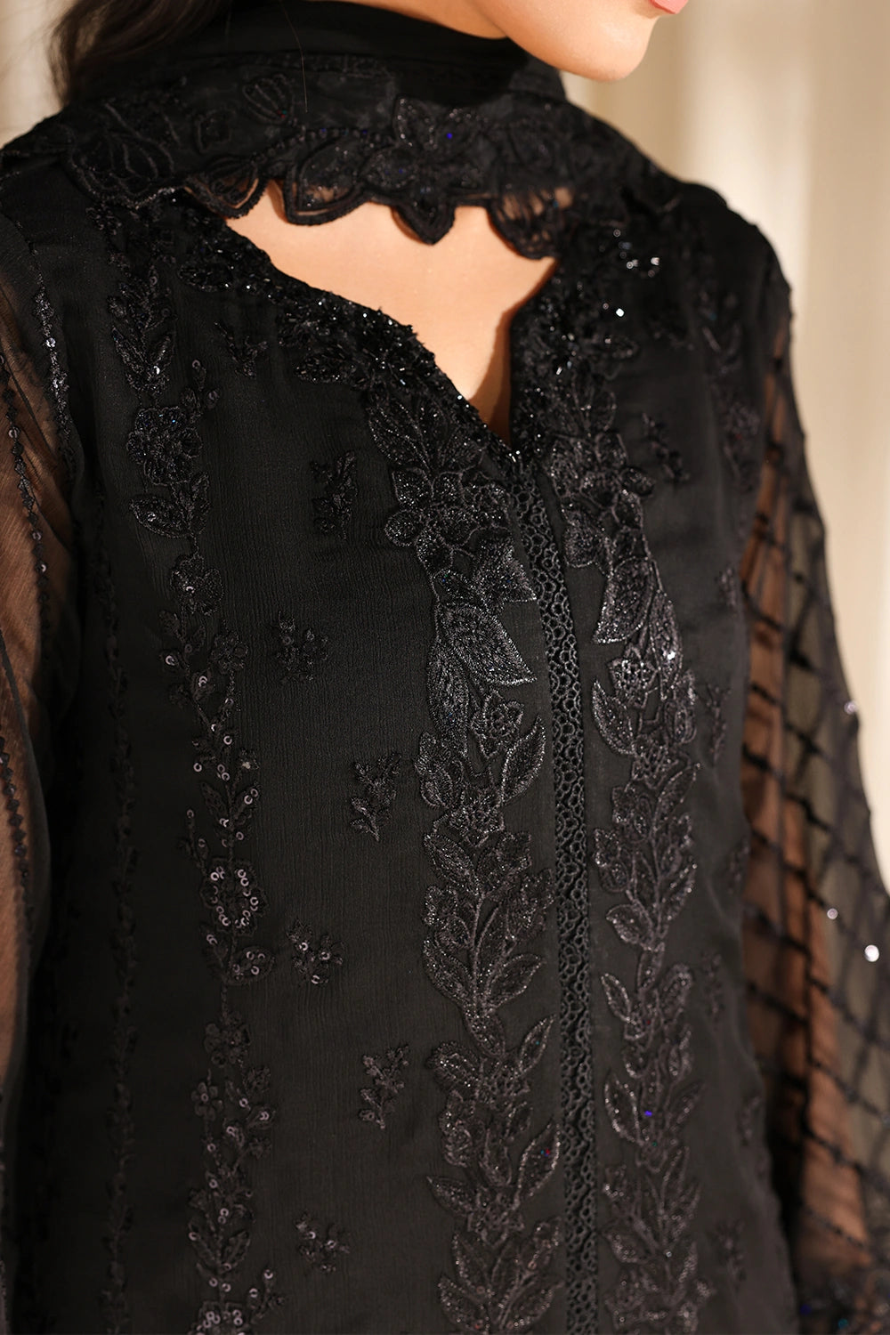 AZURE LUXURY EMBROIDERED CHIFFON - 3 PC UNSTITCHED