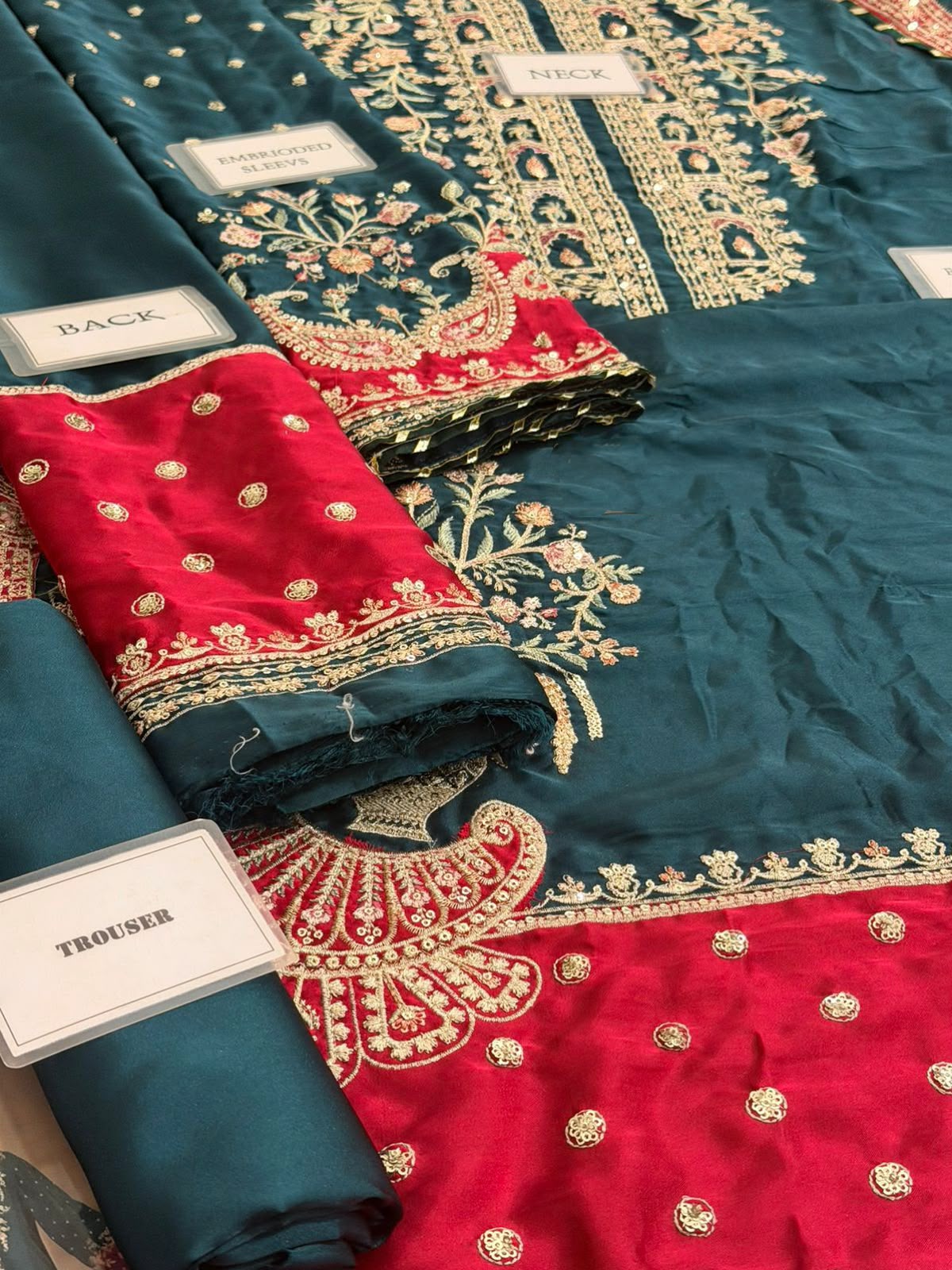 ETHNC EMBROIDERED KAFTAN SILK DRESS - 3 PC UNSTITCHED