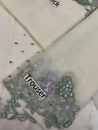 IZNIK EMBROIDERED CHIFFON - 3 PC UNSTITCHED